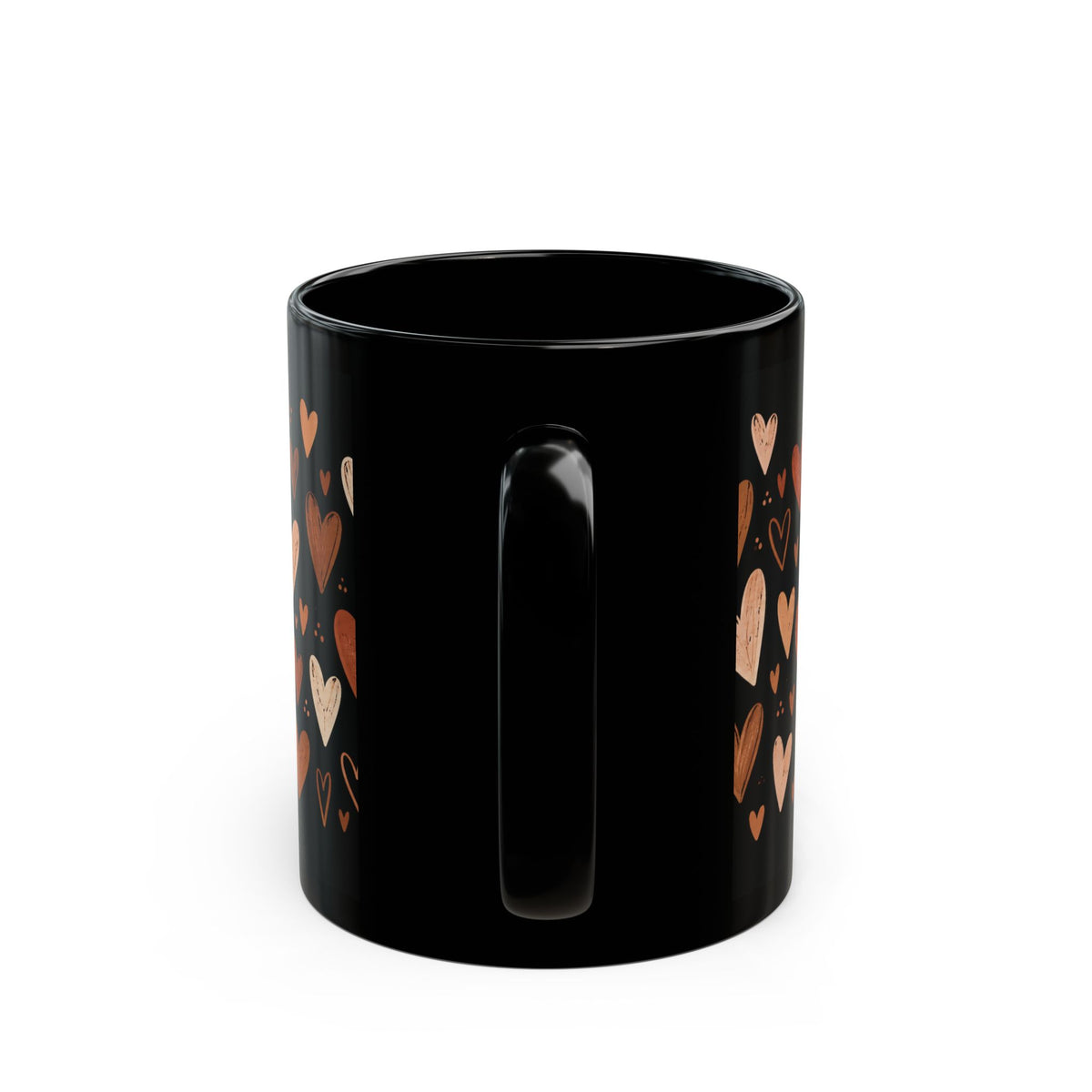 I Am Loved Black Ceramic Mug — 11oz/15oz Heart Pattern Gift for Loved Ones