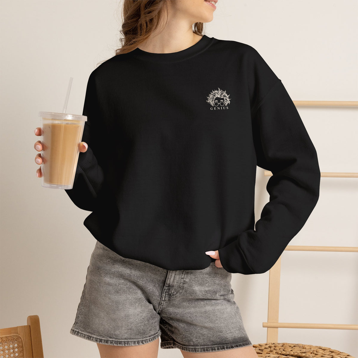 Crewneck Sweatshirt — Minimal Skull Floral Crewneck | Small Logo | Subtle Gothic | Gift for Him or Her