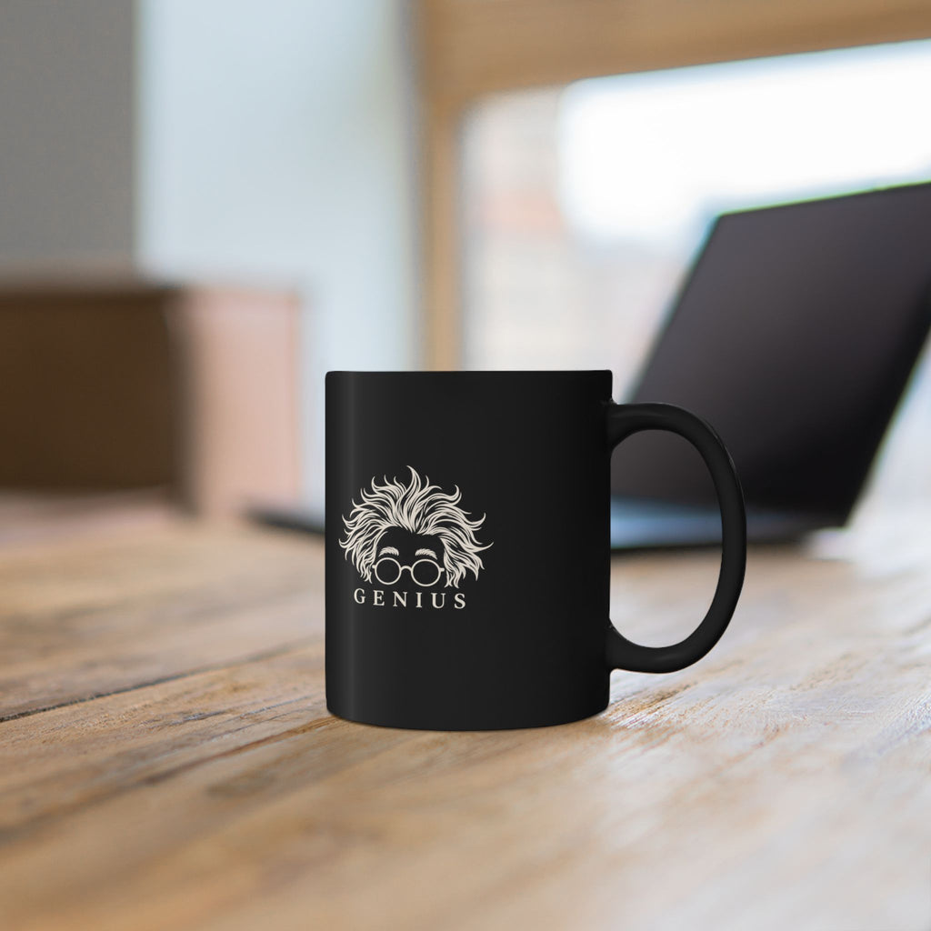 Genius Hair & Glasses Black Coffee Mug — 11oz/15oz
