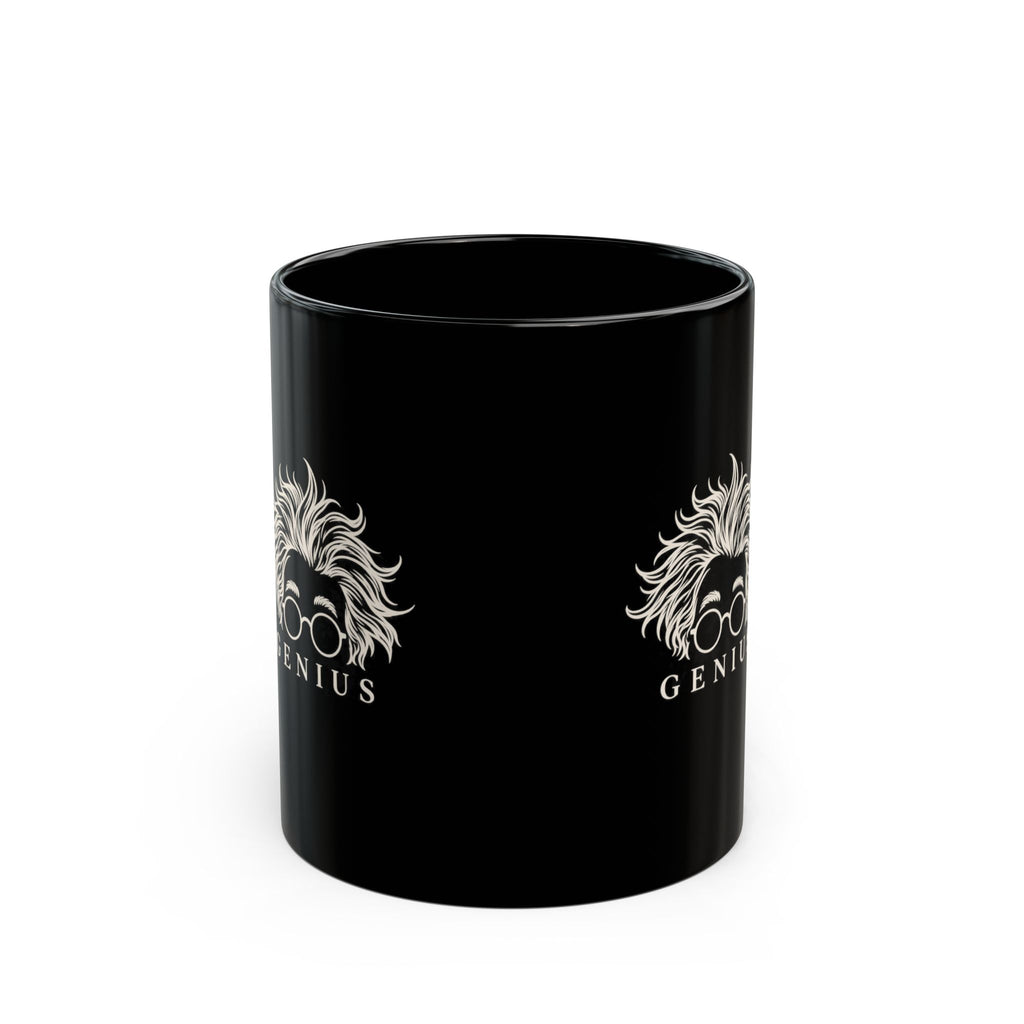 Genius Hair & Glasses Black Coffee Mug — 11oz/15oz