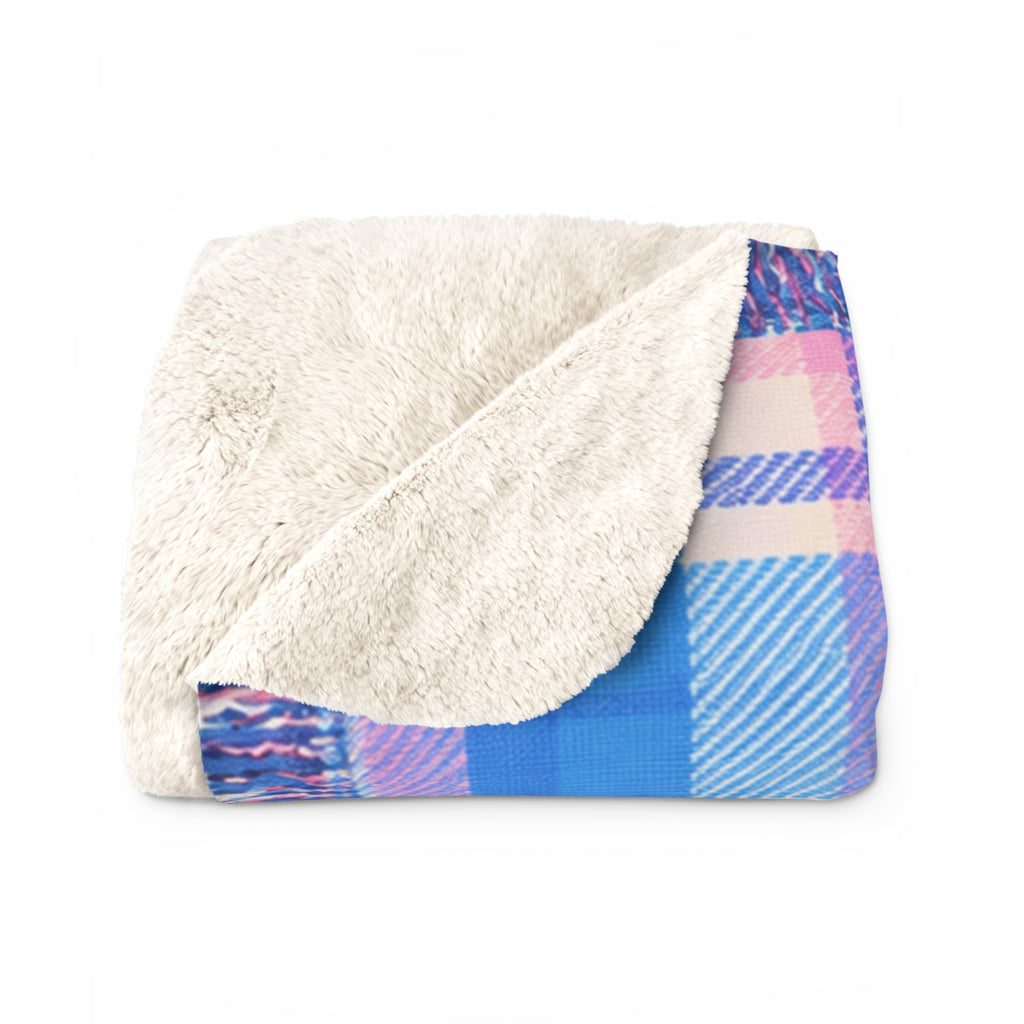 Plaid Sherpa Fleece Blanket — Cozy Pink & Blue Throw for Home, Gift, and Chill Nights