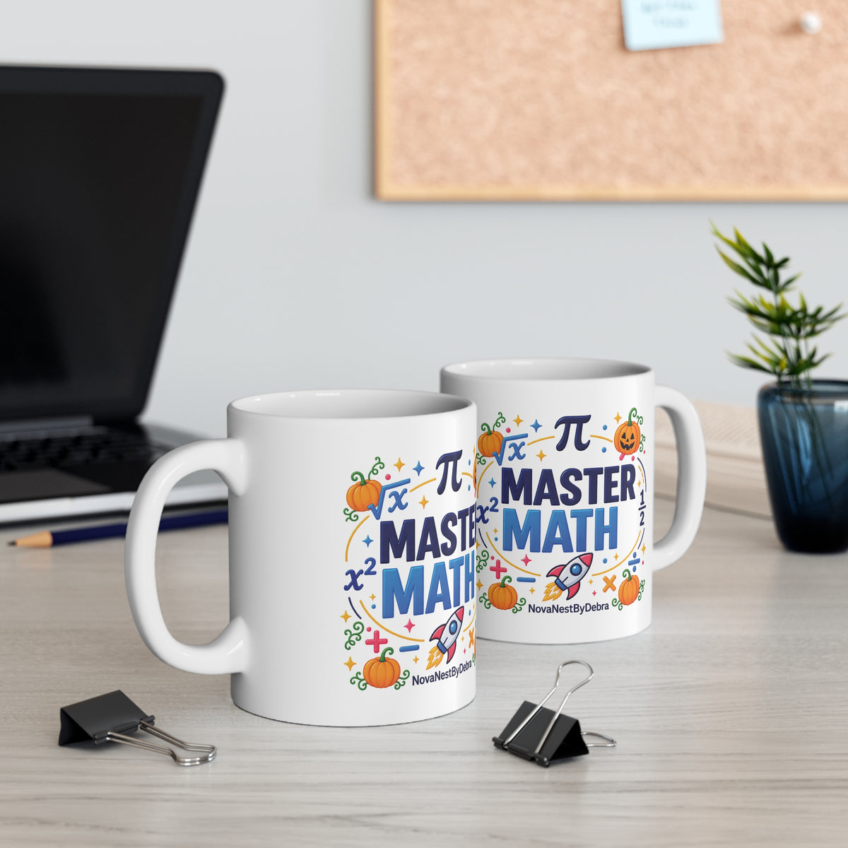 Master Math Mug — Fun Pumpkin & Rocket Teacher Coffee Cup (11oz)