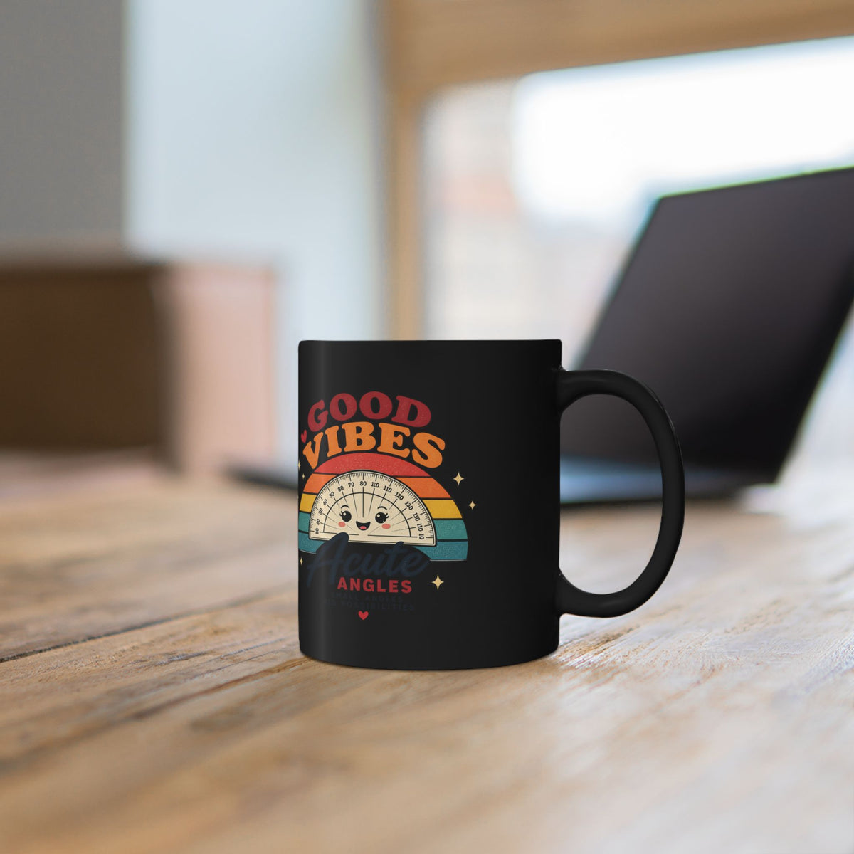 Good Vibes Acute Angles Mug – Cute Retro Protractor Coffee Cup