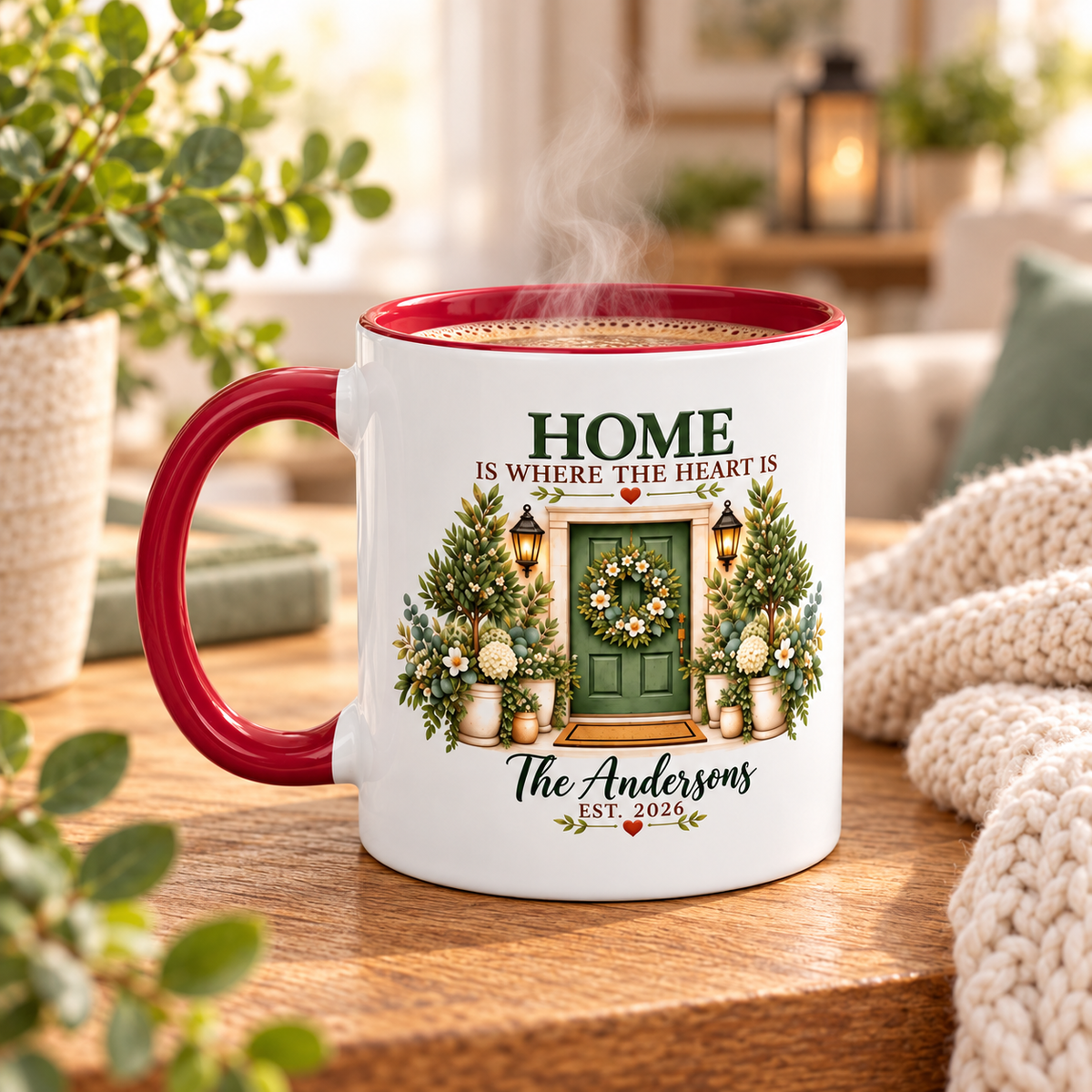 Personalized 'Home Is Where the Heart Is' Coffee Mug