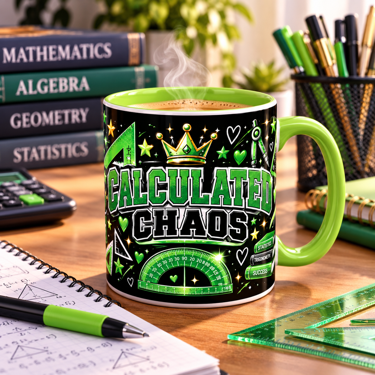Calculated Chaos Accent Coffee Mug — Math Teacher / STEM Lover Gift (11 or 15 oz)
