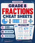 Grade 8 Fractions Cheat Sheet | Middle School Math Study Guide | Printable Fraction Rules & Examples | PDF Download