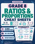 Grade 8 Ratio & Proportions Cheat Sheet, Middle School Math(PDF Download)