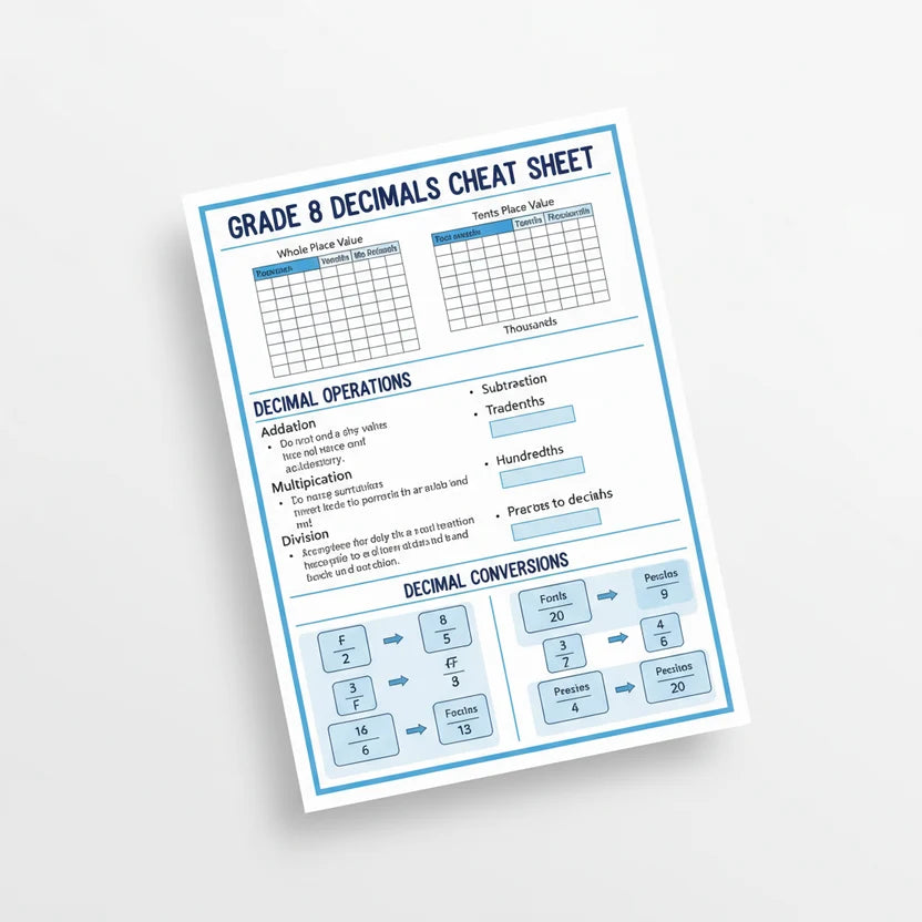 Grade 8 Probability Cheat Sheet, Middle School Math Study Guide(PDF Download)