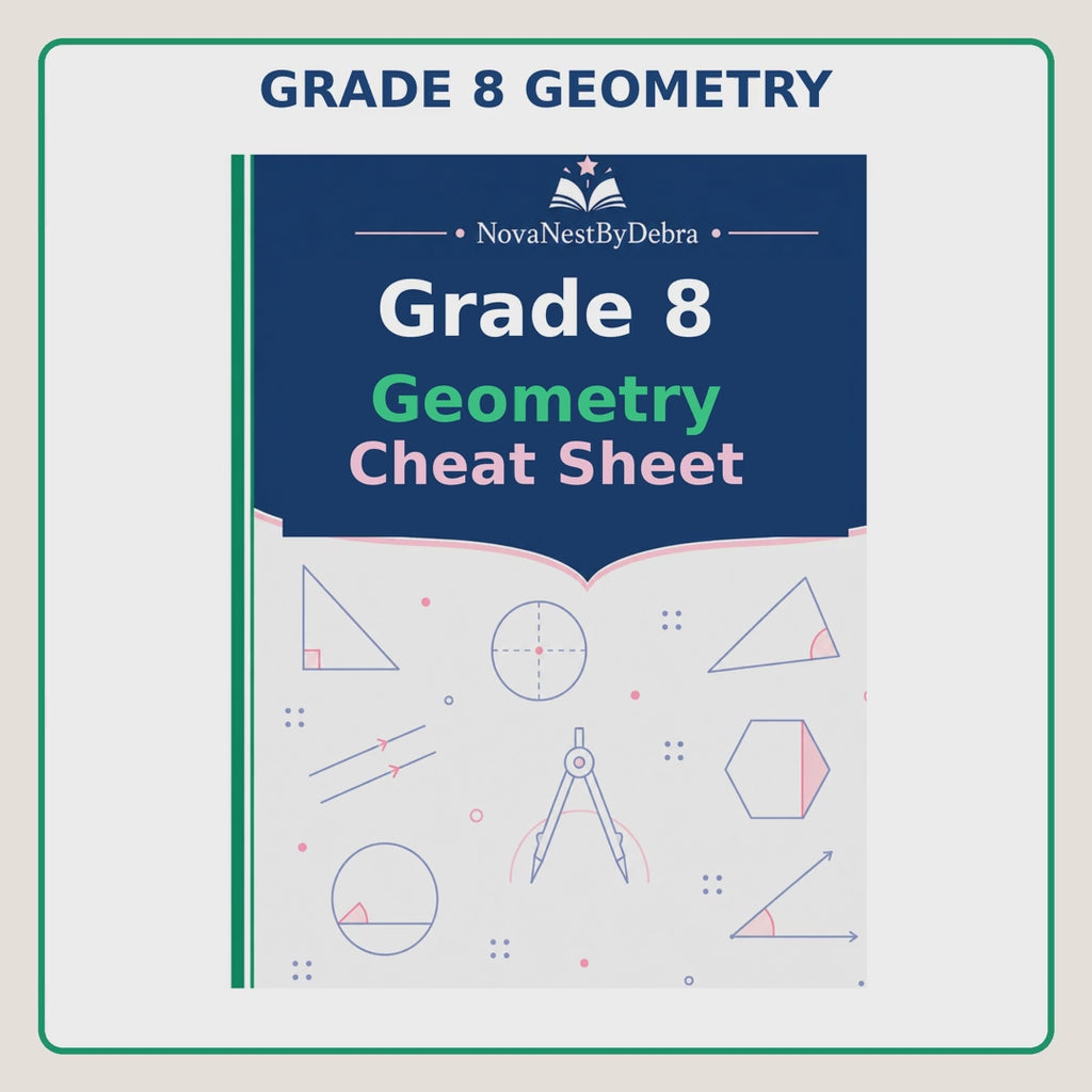 Grade 8 Geometry Cheat Sheet, Middle School Math Study Guide(PDF Download)